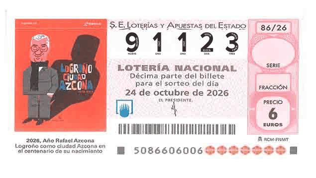 Décimo 91123 del sorteo 86-24/10/2026 Sábado