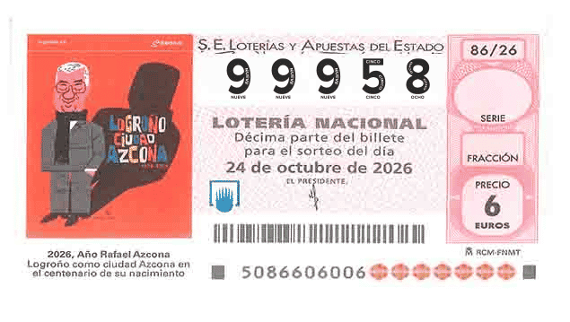 Décimo 99958 del sorteo 86-24/10/2026 Sábado