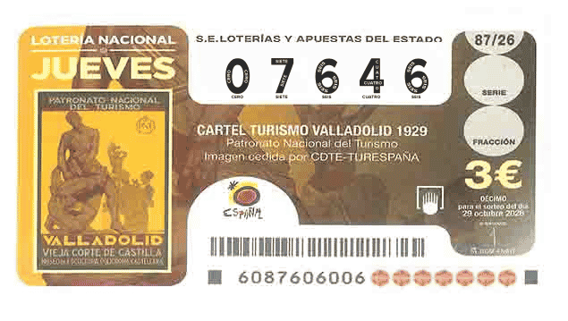 Décimo 07646 del sorteo 87-29/10/2026 Jueves