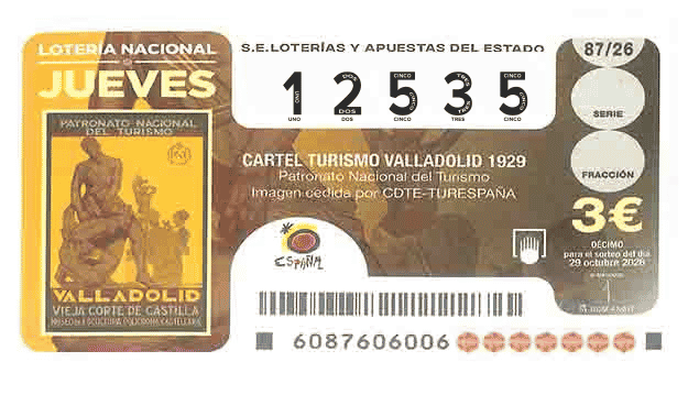 Décimo 12535 del sorteo 87-29/10/2026 Jueves