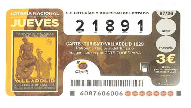 Décimo 21891 del sorteo 87-29/10/2026 Jueves