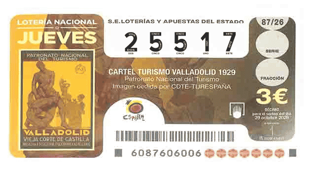 Décimo 25517 del sorteo 87-29/10/2026 Jueves