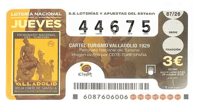 Décimo 44675 del sorteo 87-29/10/2026 Jueves