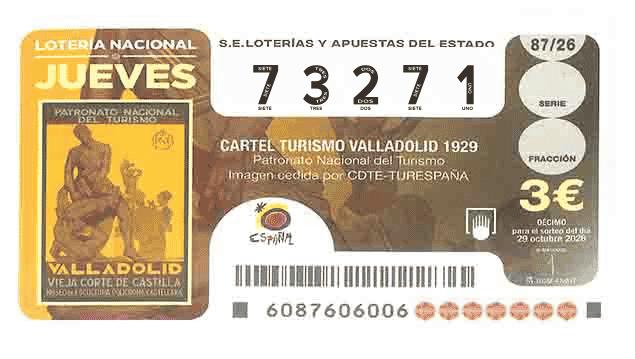 Décimo 73271 del sorteo 87-29/10/2026 Jueves