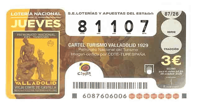 Décimo 81107 del sorteo 87-29/10/2026 Jueves