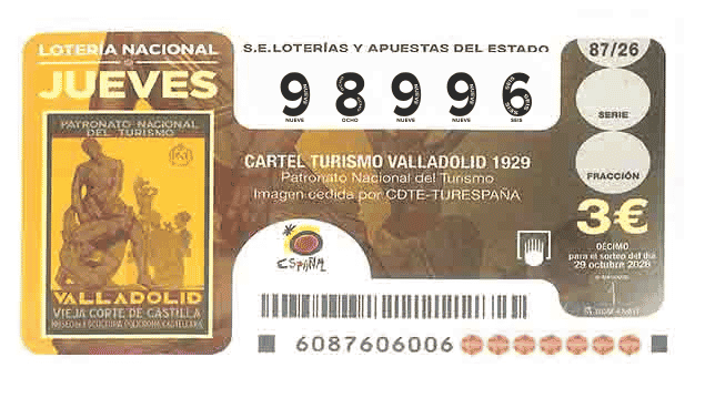 Décimo 98996 del sorteo 87-29/10/2026 Jueves