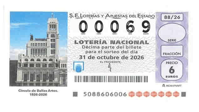 Décimo 00069 del sorteo 88-31/10/2026 Sábado