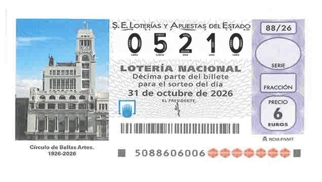 Décimo 05210 del sorteo 88-31/10/2026 Sábado