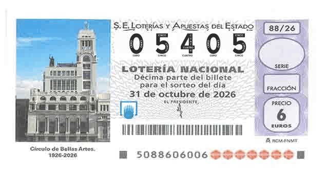 Décimo 05405 del sorteo 88-31/10/2026 Sábado