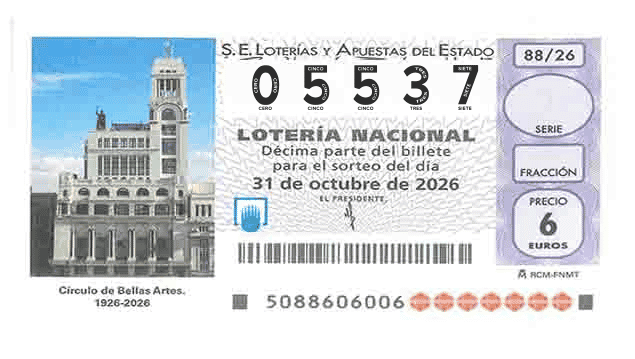 Décimo 05537 del sorteo 88-31/10/2026 Sábado