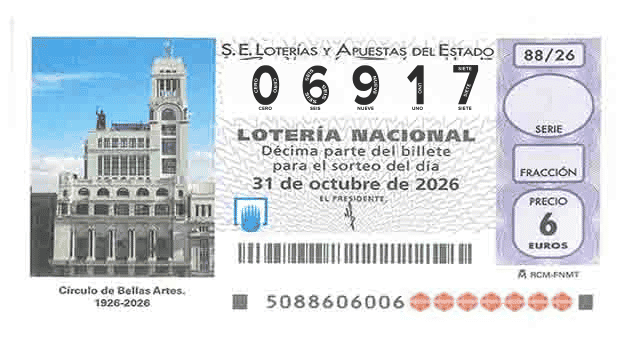 Décimo 06917 del sorteo 88-31/10/2026 Sábado