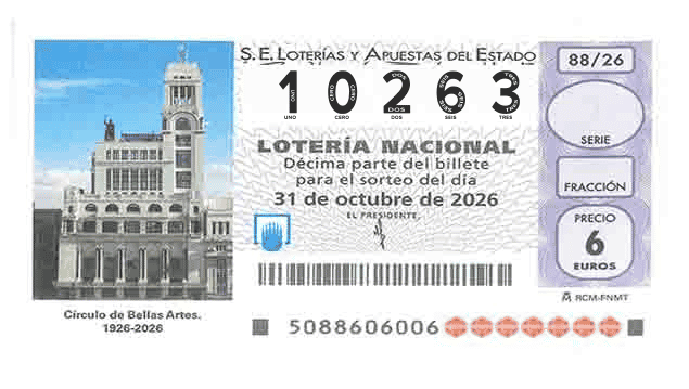 Décimo 10263 del sorteo 88-31/10/2026 Sábado