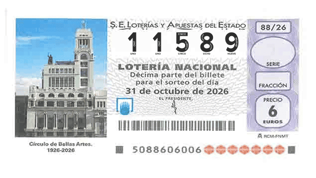 Décimo 11589 del sorteo 88-31/10/2026 Sábado