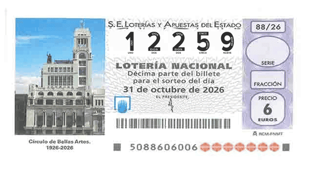 Décimo 12259 del sorteo 88-31/10/2026 Sábado