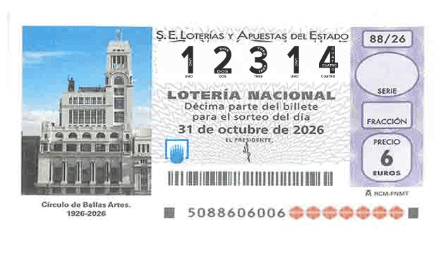 Décimo 12314 del sorteo 88-31/10/2026 Sábado