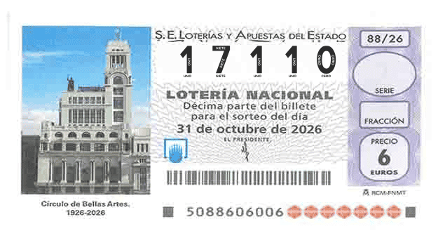 Décimo 17110 del sorteo 88-31/10/2026 Sábado