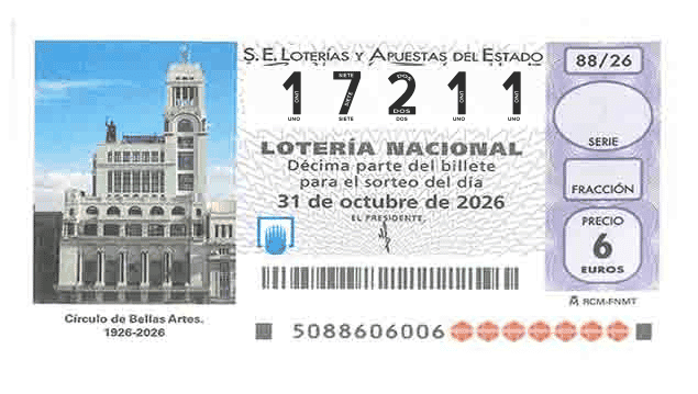 Décimo 17211 del sorteo 88-31/10/2026 Sábado