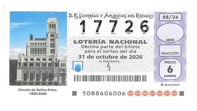 Décimo 17726 del sorteo 88-31/10/2026 Sábado