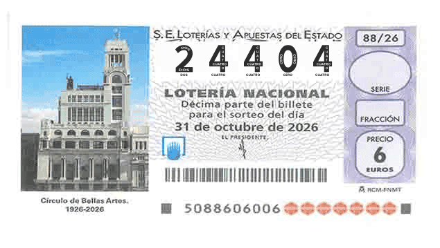 Décimo 24404 del sorteo 88-31/10/2026 Sábado