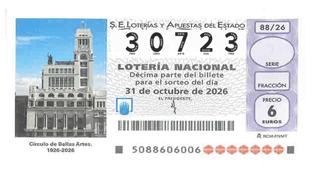 Décimo 30723 del sorteo 88-31/10/2026 Sábado