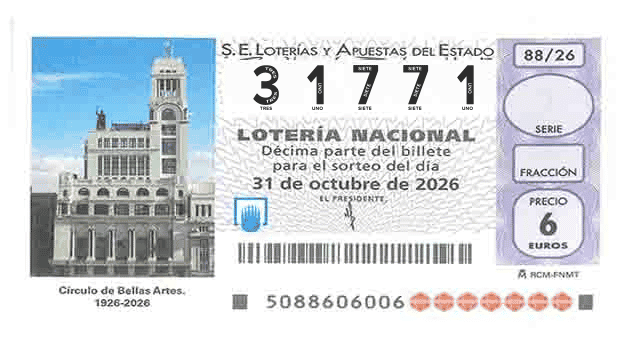Décimo 31771 del sorteo 88-31/10/2026 Sábado