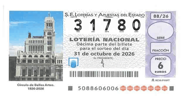 Décimo 31780 del sorteo 88-31/10/2026 Sábado