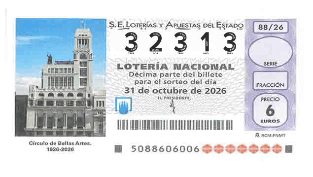 Décimo 32313 del sorteo 88-31/10/2026 Sábado