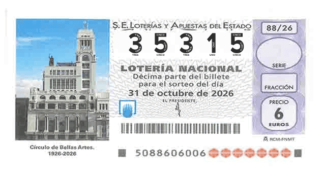 Décimo 35315 del sorteo 88-31/10/2026 Sábado