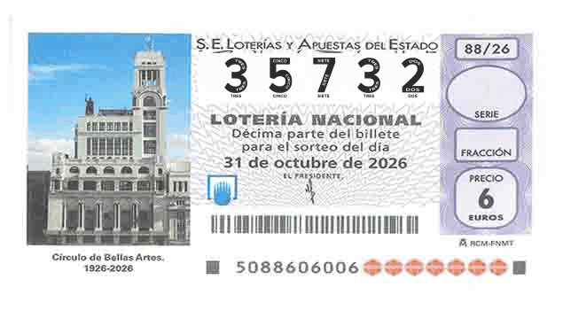 Décimo 35732 del sorteo 88-31/10/2026 Sábado