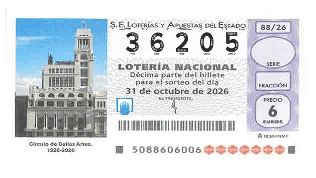 Décimo 36205 del sorteo 88-31/10/2026 Sábado