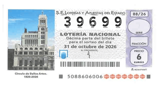 Décimo 39699 del sorteo 88-31/10/2026 Sábado