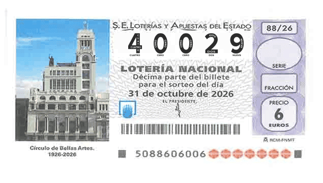 Décimo 40029 del sorteo 88-31/10/2026 Sábado