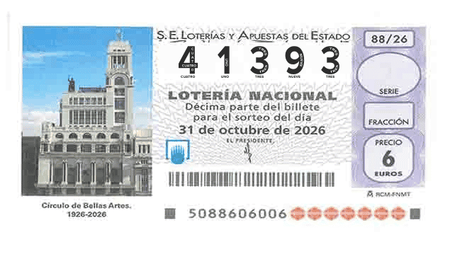 Décimo 41393 del sorteo 88-31/10/2026 Sábado