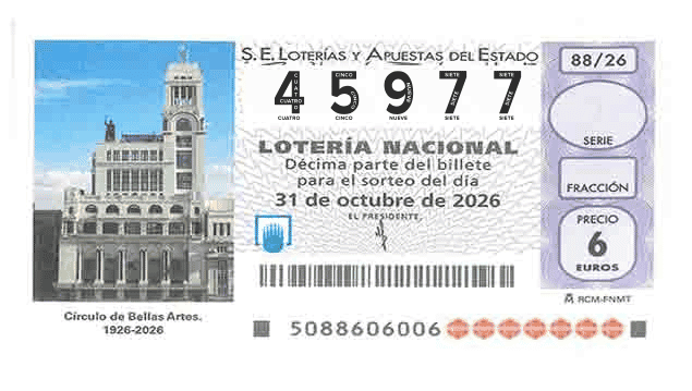 Décimo 45977 del sorteo 88-31/10/2026 Sábado