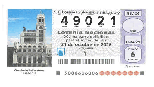 Décimo 49021 del sorteo 88-31/10/2026 Sábado