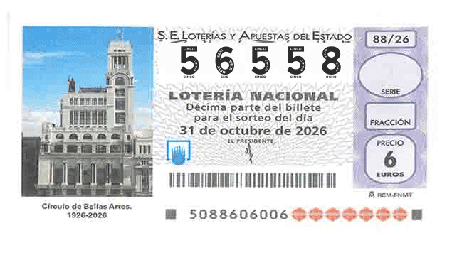 Décimo 56558 del sorteo 88-31/10/2026 Sábado