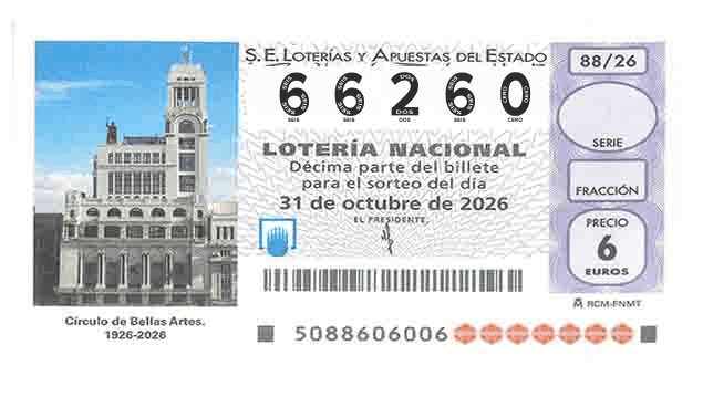 Décimo 66260 del sorteo 88-31/10/2026 Sábado