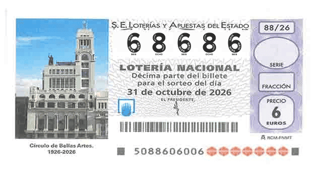Décimo 68686 del sorteo 88-31/10/2026 Sábado