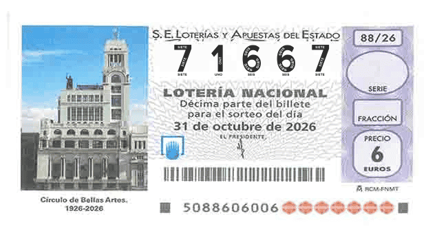 Décimo 71667 del sorteo 88-31/10/2026 Sábado