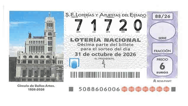 Décimo 71720 del sorteo 88-31/10/2026 Sábado