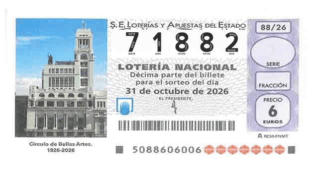 Décimo 71882 del sorteo 88-31/10/2026 Sábado
