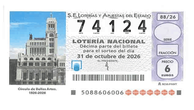 Décimo 74124 del sorteo 88-31/10/2026 Sábado