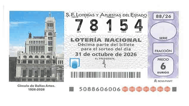Décimo 78154 del sorteo 88-31/10/2026 Sábado