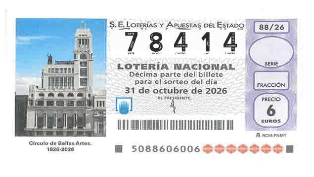 Décimo 78414 del sorteo 88-31/10/2026 Sábado