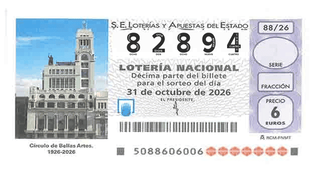 Décimo 82894 del sorteo 88-31/10/2026 Sábado