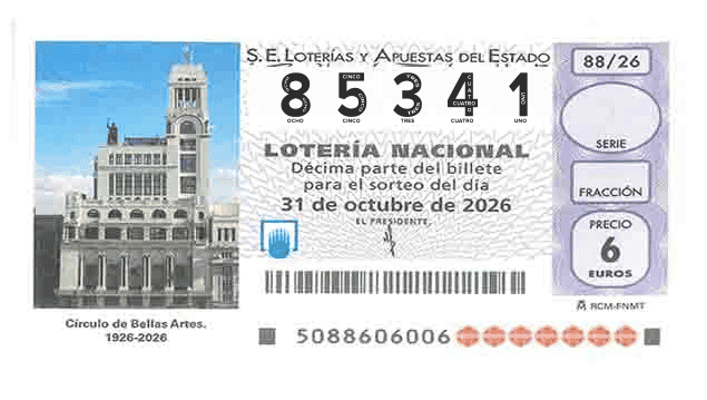 Décimo 85341 del sorteo 88-31/10/2026 Sábado