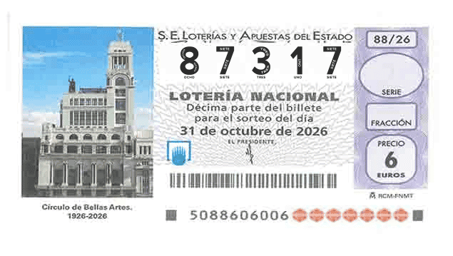 Décimo 87317 del sorteo 88-31/10/2026 Sábado