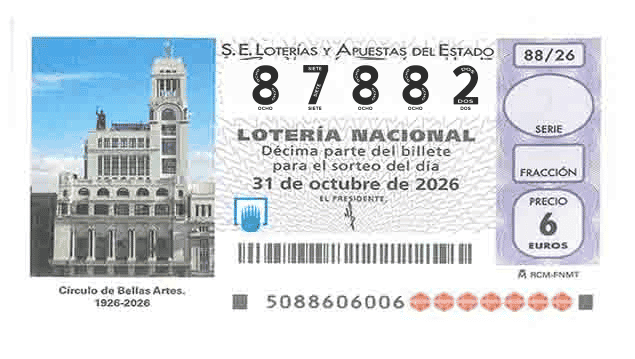 Décimo 87882 del sorteo 88-31/10/2026 Sábado