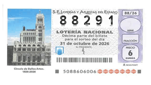 Décimo 88291 del sorteo 88-31/10/2026 Sábado