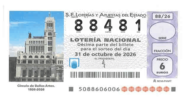 Décimo 88481 del sorteo 88-31/10/2026 Sábado